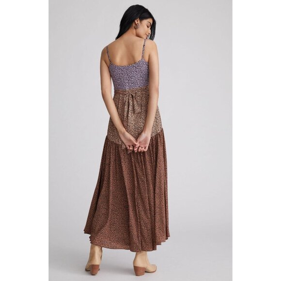 Hutch Anthropologie Floral Wrap Maxi Dress V-neck Hi-Low Brown Purple Size M - Picture 8 of 16